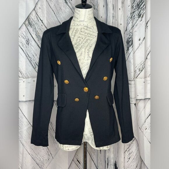 Veronica M Ponti Blazer Black Gold Buttons M - Picture 3 of 9